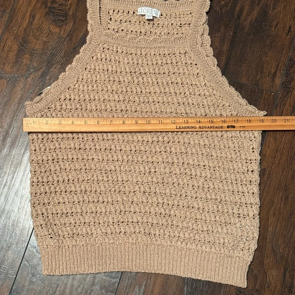 J. Crew Montauk Crochet Tank Top ‎ Women's XL Dark Basket Stitch Beige Beach
